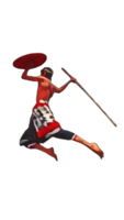 Man with a spear in the form of a traditional Balinese dance, generative ai png