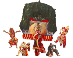 reog ponorogo dans traditionnel déguisements. isolé sur une transparent arrière-plan, génératif ai png