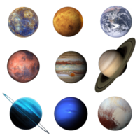 Set of planets isolated on transparent background. 3d render. Vector illustration., generative ai png
