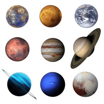 Set of planets isolated on transparent background. 3d render. Vector illustration., generative ai png