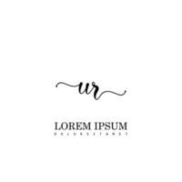 UR Initial Handwriting Template Design vector