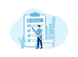 A man is filling out a list column concept flat illustration vector