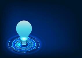 Light bulb technology is placed on the technology circle Finding information or new ideas by using technology to help increase efficiency and speed in finding information. vector