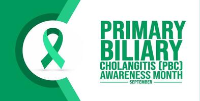 September is Primary Biliary Cholangitis Awareness Month background template. Holiday concept. use to background, banner, placard, card, and poster design template with text inscription vector