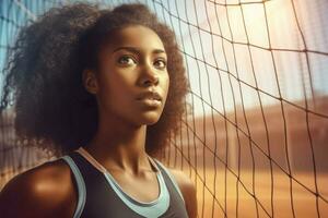 African american volleyball player. Generate Ai photo