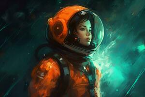 Woman astronaut. Generate Ai photo
