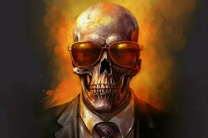 Skull fire business suit. Generate Ai photo