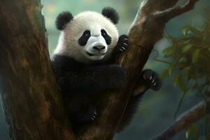 Panda tree giant forest. Generate Ai photo