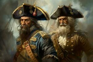 Pirate captains together. Generate Ai photo