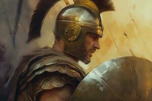 gladiador cabeza armadura. generar ai foto