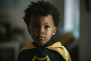 Black kid superhero. Generate Ai photo