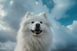 Cute white dog. Generate Ai photo