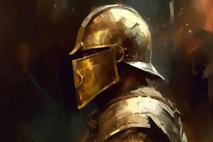 Gladiator helmet armor. Generate Ai photo