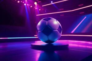 Soccer ball show stage. Generate Ai photo