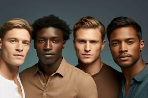 Skincare diversity men portrait. Generate Ai photo