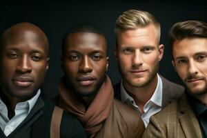 protección de la piel diversidad hombres retrato barba. generar ai foto