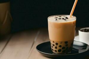 Taiwan milk tea bubble drink. Generate Ai photo