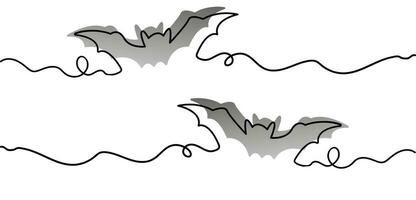 Halloween bat in line art style, banner with copy space on white background, happy halloween concept, autumn harvest, halloween. Design for advertising, flyers, invitations vector