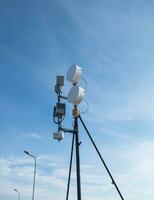 Pole sign and blue sky photo