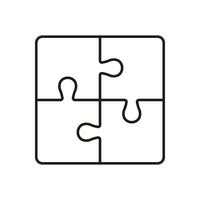 Puzzle, Combination Solution Line Icon. Jigsaw Square Pieces Match Linear Pictogram. Teamwork, Idea, Challenge Logic Game Outline Sign. Editable Stroke. Isolated Vector Illustration.