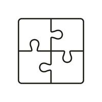 Puzzle, Combination Solution Line Icon. Jigsaw Square Pieces Match Linear Pictogram. Teamwork, Idea, Challenge Logic Game Outline Sign. Editable Stroke. Isolated Vector Illustration.