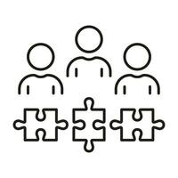 Partnership Success, Team Building, Unity Linear Pictogram. Teamwork and Collaboration, Puzzle Together Line Icon. Business Community Outline Sign. Editable Stroke. Isolated Vector Illustration.