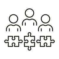 Partnership Success, Team Building, Unity Linear Pictogram. Teamwork and Collaboration, Puzzle Together Line Icon. Business Community Outline Sign. Editable Stroke. Isolated Vector Illustration.