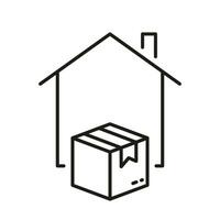 Home Delivery Service Line Icon. Order Shipping To The Door Linear Pictogram. Parcel Package Shipment To House Outline Symbol. Address Delivery Sign. Editable Stroke. Isolated Vector Illustration.