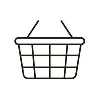 Shopping Basket Line Icon. Food Purchase, Retail Sale. Shop Bag Outline Symbol. E Commerce Sign. Supermarket, Grocery Store Linear Pictogram. Editable Stroke. Isolated Vector Illustration.