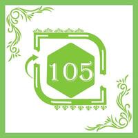 Organic Leaf Design with Number 105 vector