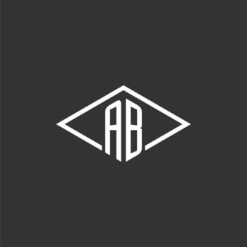 Initials AB logo monogram with simple diamond line style design vector