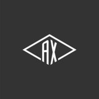 Initials AX logo monogram with simple diamond line style design vector