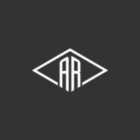 Initials AR logo monogram with simple diamond line style design vector