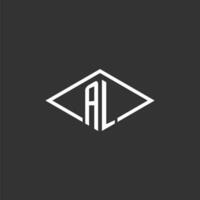 Initials AL logo monogram with simple diamond line style design vector