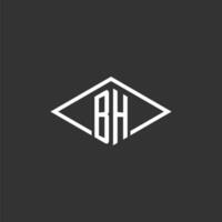 Initials BH logo monogram with simple diamond line style design vector