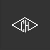 iniciales ch logo monograma con sencillo diamante línea estilo diseño vector
