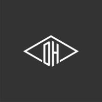 Initials DH logo monogram with simple diamond line style design vector