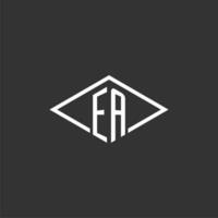 Initials EA logo monogram with simple diamond line style design vector