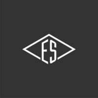 Initials ES logo monogram with simple diamond line style design vector