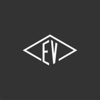 iniciales ev logo monograma con sencillo diamante línea estilo diseño vector