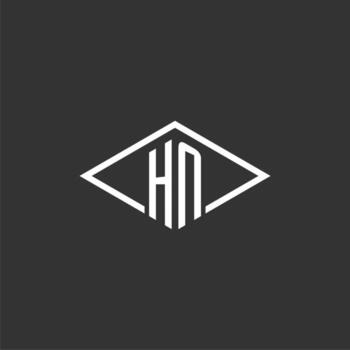 Initials HN logo monogram with simple diamond line style design vector