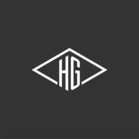 Initials HG logo monogram with simple diamond line style design vector