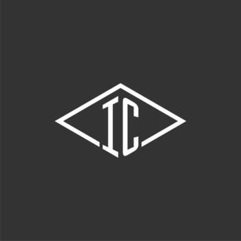 Initials IC logo monogram with simple diamond line style design vector