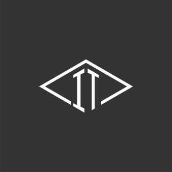 Initials IT logo monogram with simple diamond line style design vector