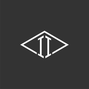 Initials II logo monogram with simple diamond line style design vector