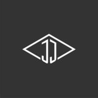 Initials JJ logo monogram with simple diamond line style design vector