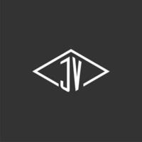 iniciales jv logo monograma con sencillo diamante línea estilo diseño vector