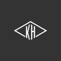 iniciales kh logo monograma con sencillo diamante línea estilo diseño vector