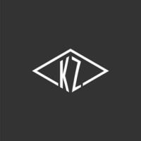 Initials KZ logo monogram with simple diamond line style design vector