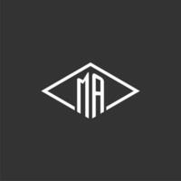 Initials MA logo monogram with simple diamond line style design vector